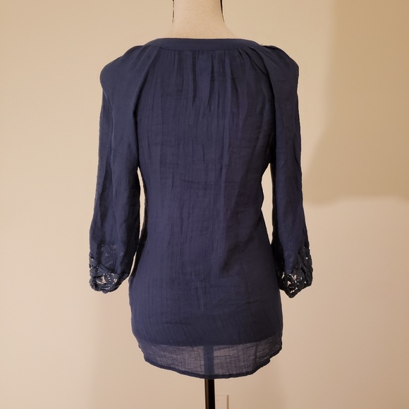 🍉 Counterparts Blue Lace Shirt 3/4 Sleeves - Picture 2 of 3